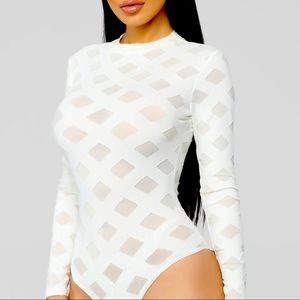 White diamond hole bodysuit